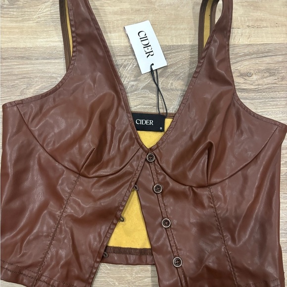 Faux leather brown corset top - Picture 2 of 2
